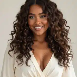 Invisible clip-in hair extensions mocha balayage.